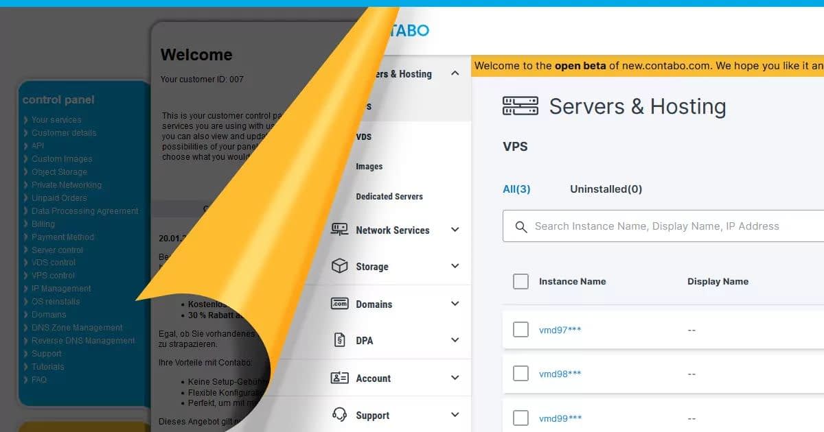 painel de controle Contabo VPS gerenciamento servidor Linux root access