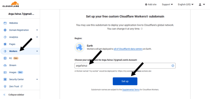 Workers Setup Subdomain