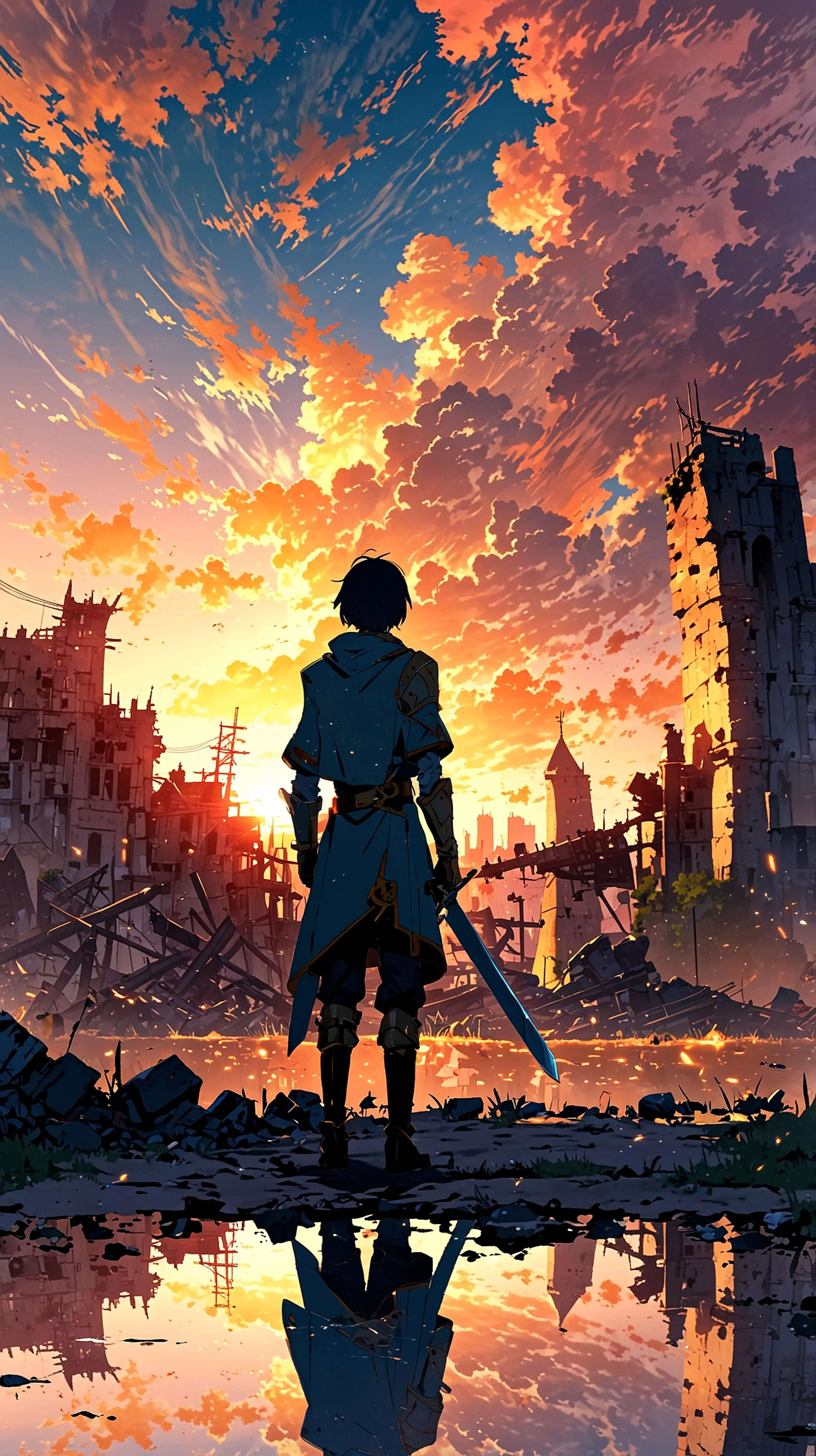 Warrior at the End of the World – Epic Anime Fantasy Wallpaper anime wallpaper