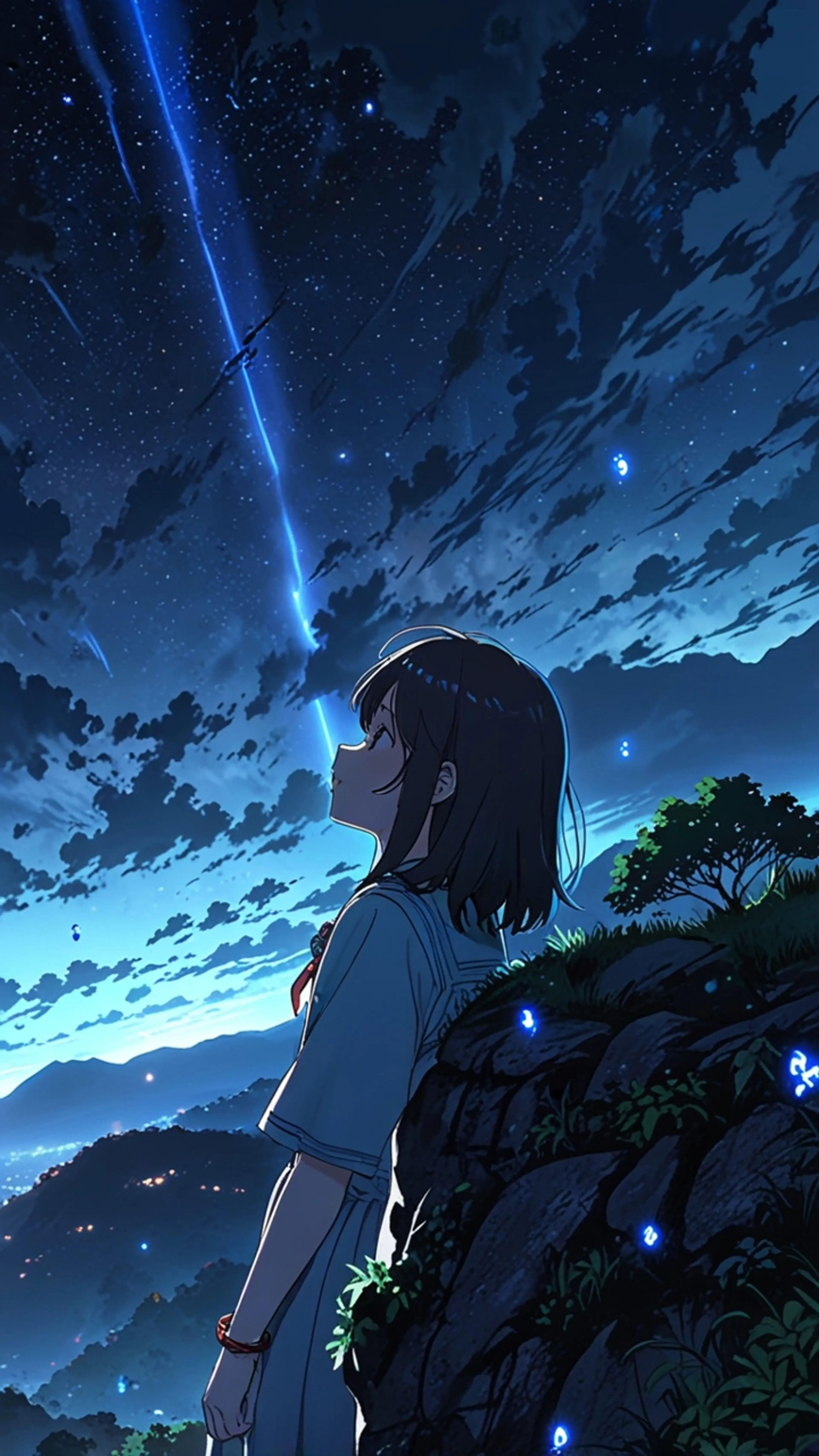 The Comet and the Butterflies – Magical Night Sky Wallpaper anime wallpaper