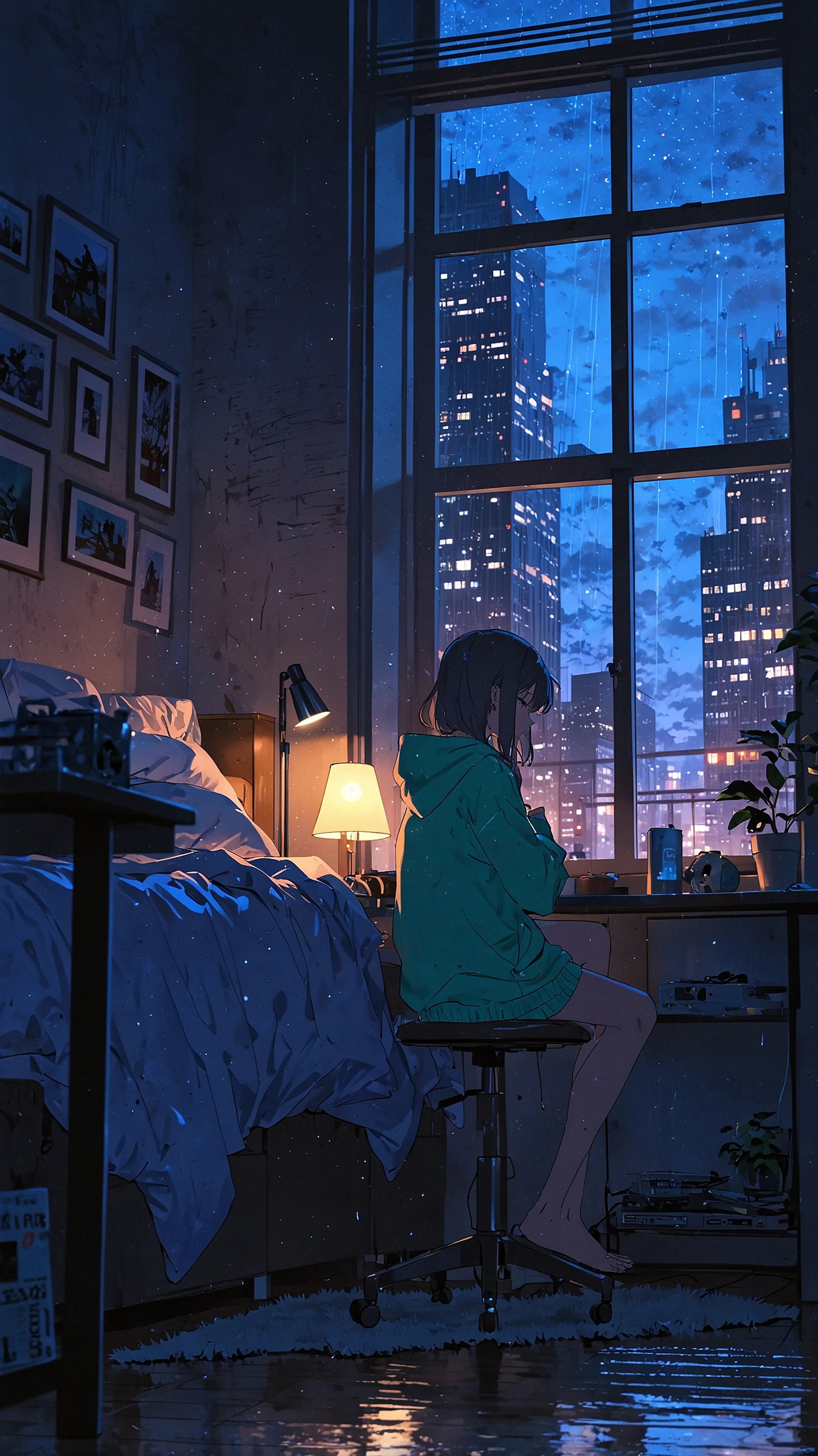 Cozy Study Session – Warm Anime Room Wallpaper, 4k anime wallpaper, anime room, cozy lighting, study desk, warm tone, soft mood