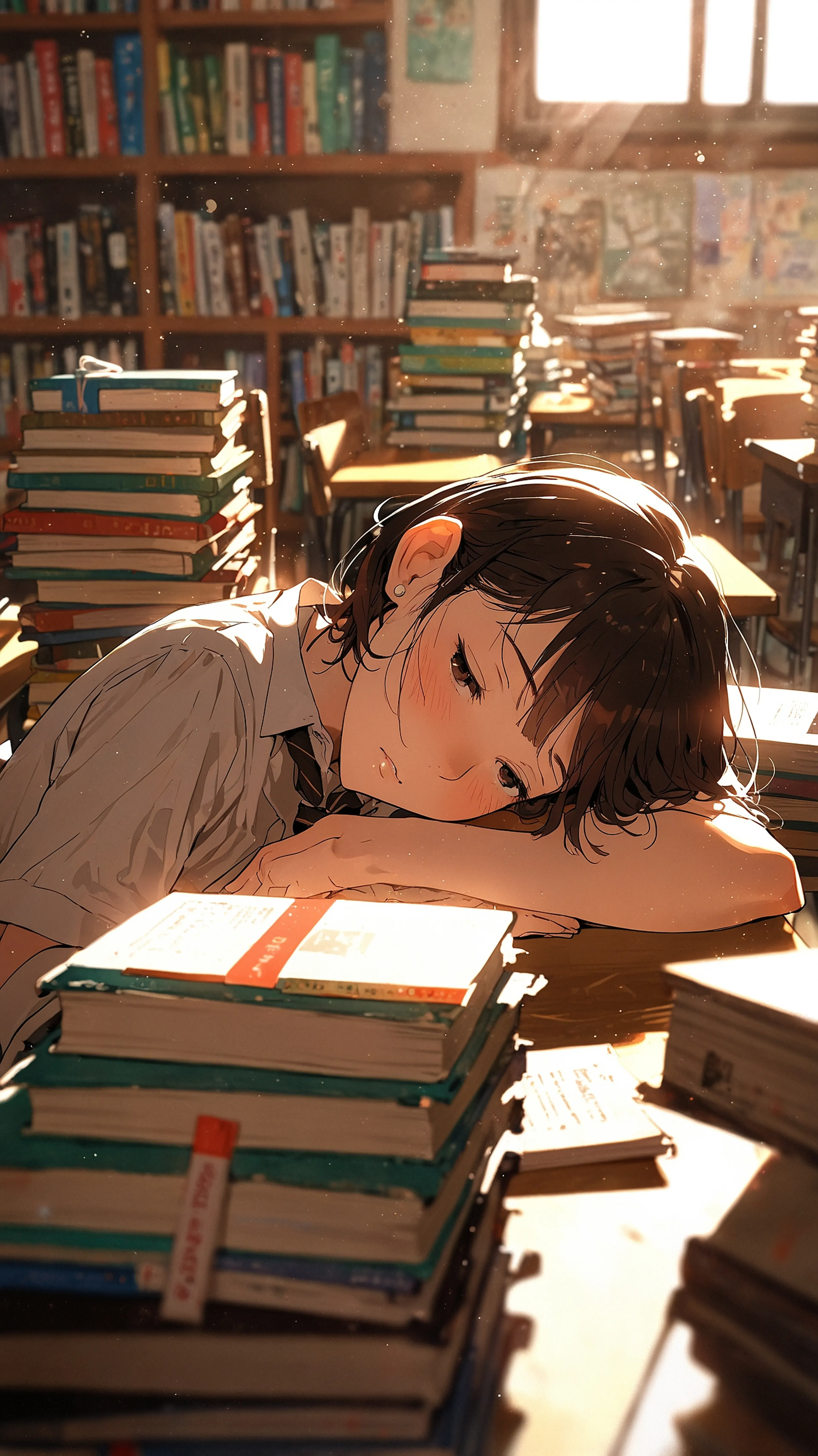 Library Daydreamer, 4k anime wallpaper