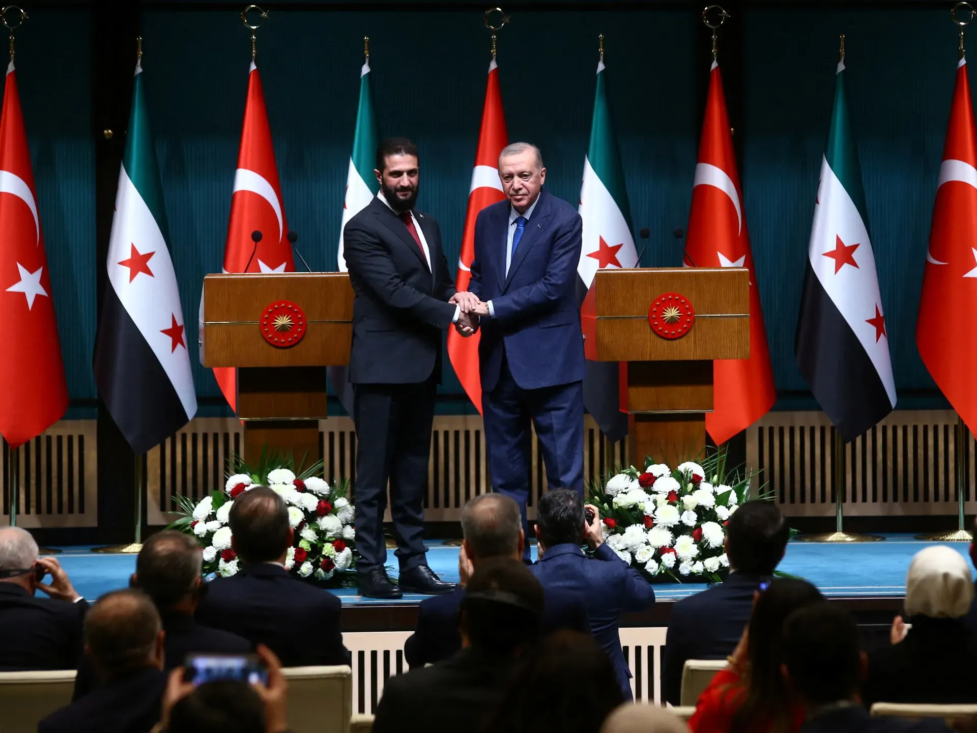 Syria’s al-Sharaa, Turkey’s Erdogan talk Kurdish fighters, defence pacts