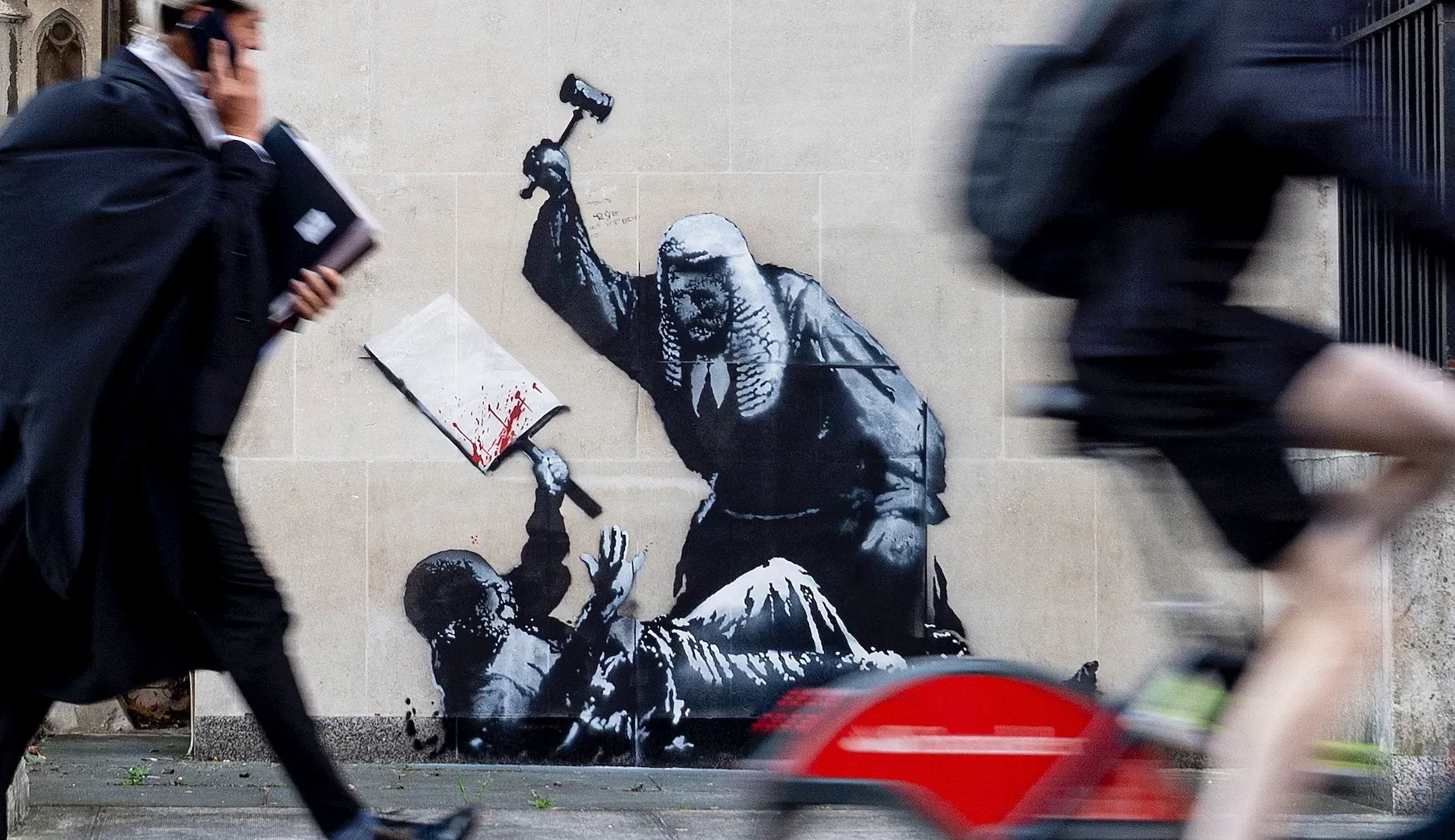 Banksy mural shows judge beating protester amid Palestine Action crackdown