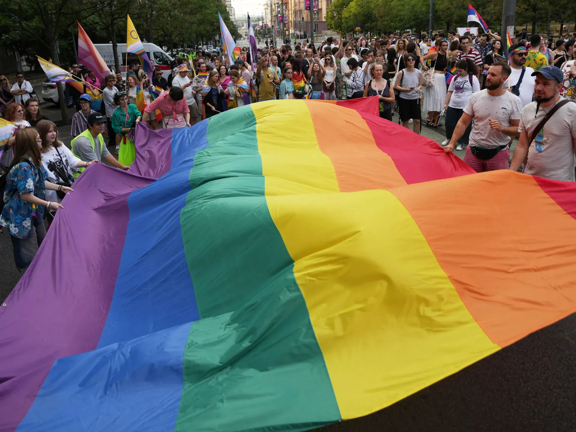 Pride march in Serbia condemns police violence at antigovernment rallies